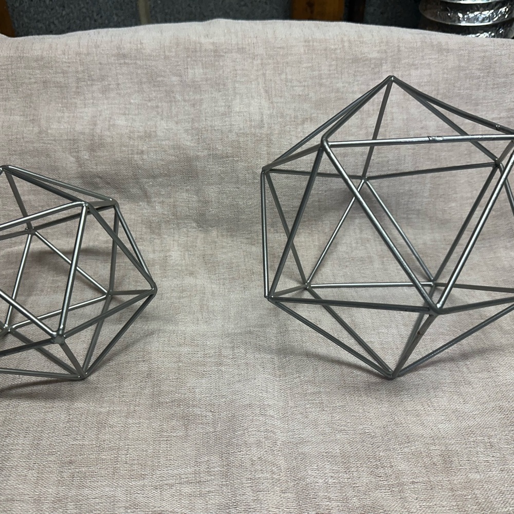 Geometric Silver Wire Sculptures